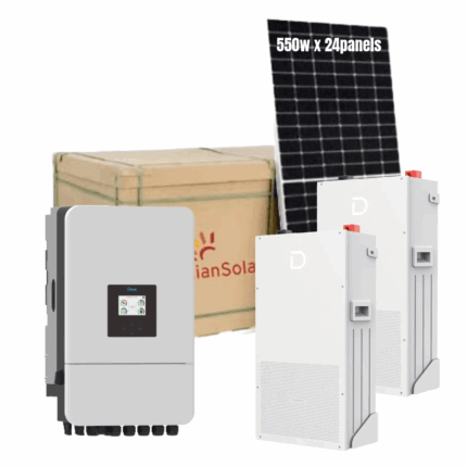 Deye 16Kw Hybrid Single Phase Inverter & 2 x Dyness Powerbrick 14.3kw with 24 x 550w Canadian Solar panels incl. mounting kit