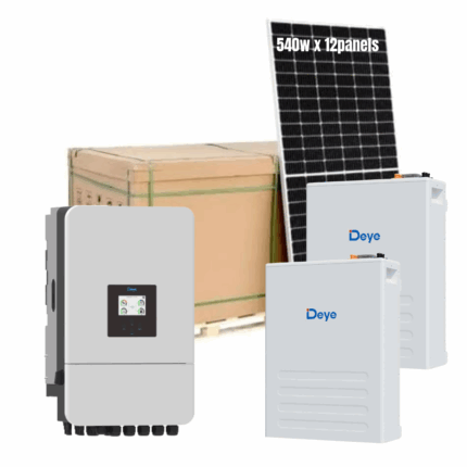 Deye 10Kw Hybrid Inverter & 2 x Deye SE-F5 5.12kw battery with 12 x 540w Canadian Solar panels incl. mounting kit
